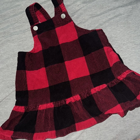 Toddler Girls Buffalo Plaid Skirtall Overall dress corduroy 18-24months - Picture 4 of 7